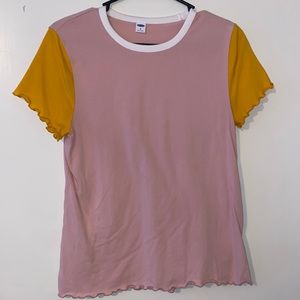 Pink & Yellow Scalloped Top